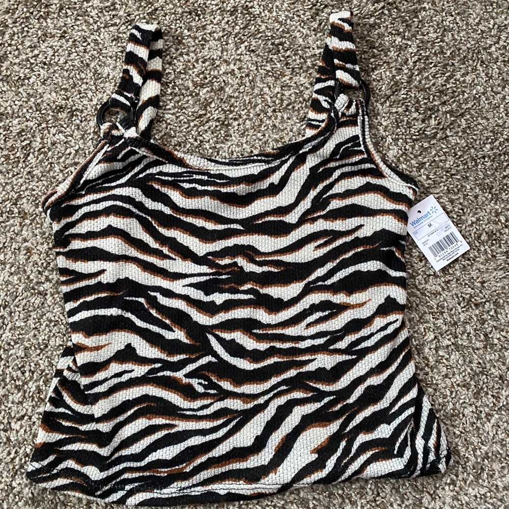 Zebra Print Crop Tank Top